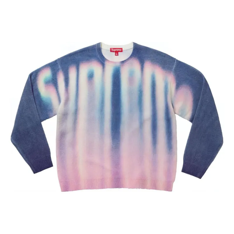 Supreme Blurred Logo Sweater 'Blue White Pink' SUP-FW23-007 sold by KicksCrew