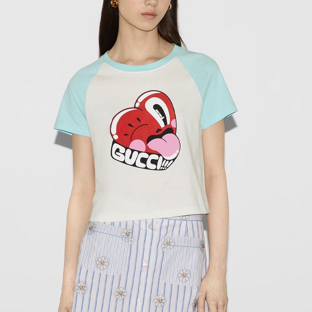 (WMNS) Gucci Cotton Jersey Short Sleeved T-Shirt 'Off White' 768183-XJGHN-9095 sold by KicksCrew product image thumbnail 2
