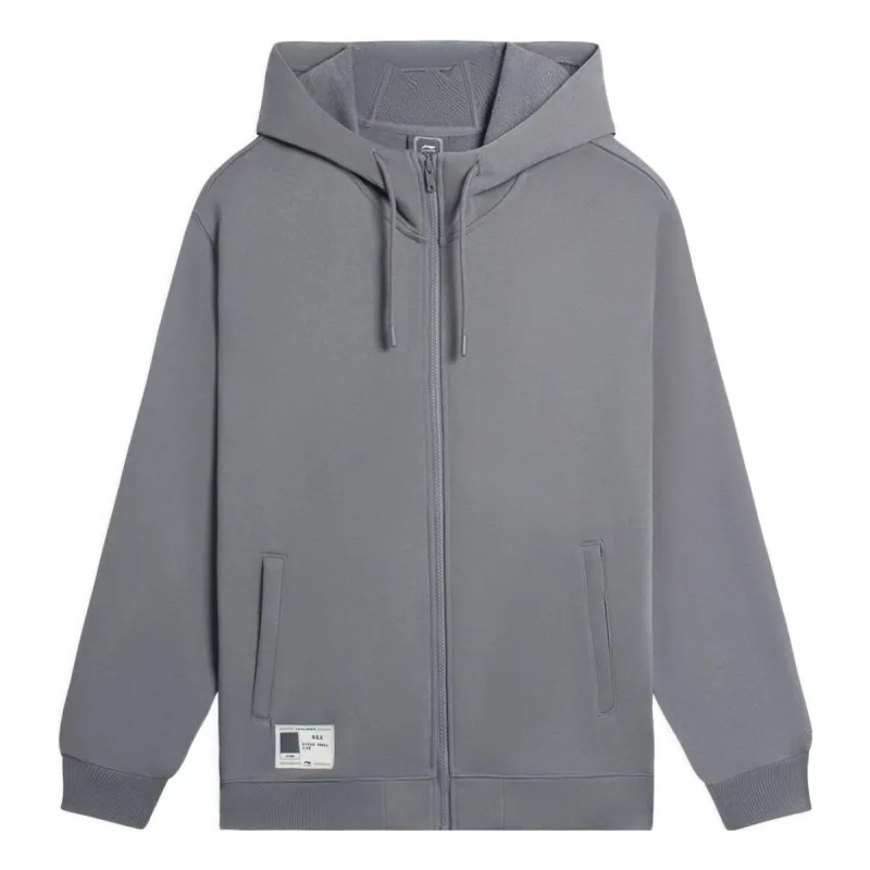 Li-Ning Label Logo Hooded Jacket 'Grey' AWDSB17-9 sold by KicksCrew