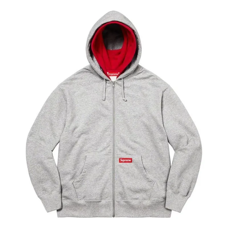 Supreme Double Hood Facemask Zip Up Hooded Sweatshirt 'Grey Red' SUP-FW22-830 sold by KicksCrew