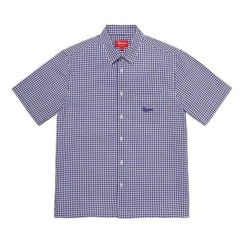 Supreme Gingham S/S Shirt 'Purple White' SUP-SS21-748 sold by KicksCrew