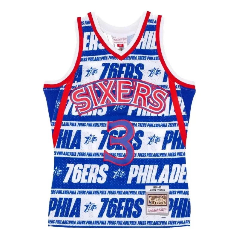 Mitchell & Ness x NBA Philadelphia 76ers 1996-97 Teamwrap Swingman Jersey 'Allen Iverson 3' TFSM4778-P7696AIVBLUE sold by KicksCrew