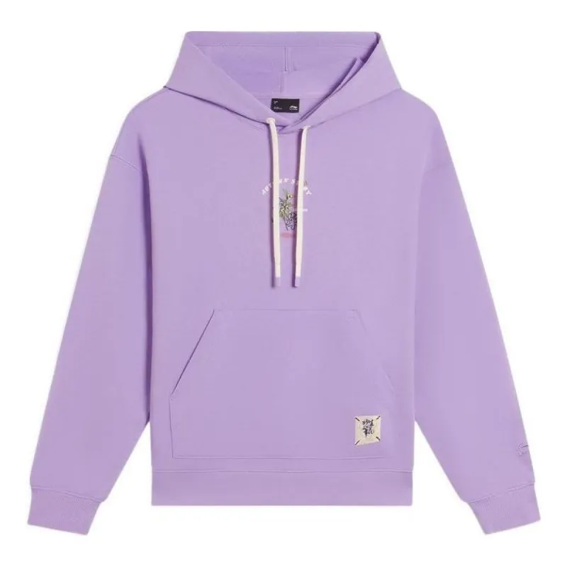 (WMNS) Li-Ning Floral Embroidered Logo Hoodie 'Purple' AWDS920-2 sold by KicksCrew