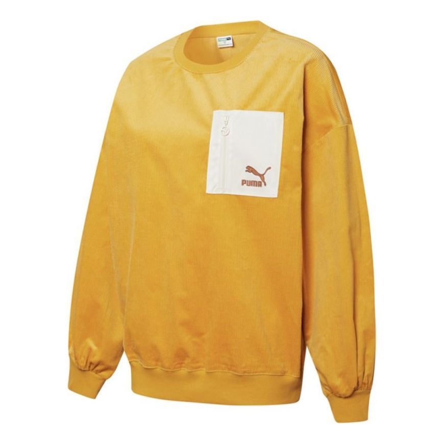 (WMNS) Puma Contrasting Colors Zipper Pocket Sports Round Neck Pullover 'Yellow' 534753-37 sold by KicksCrew