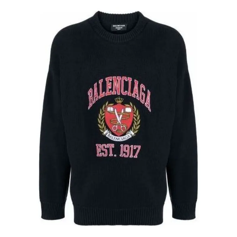 Balenciaga Est. 1917 College Logo Crewneck Sweater 'Black' 675267T32178065 sold by KicksCrew