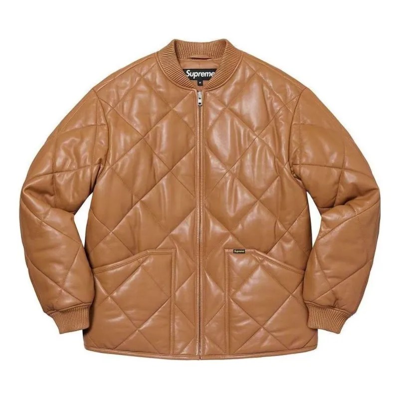 Supreme Quilted Leather Work Jacket 'Brown' SUP-FW22-802 sold by KicksCrew