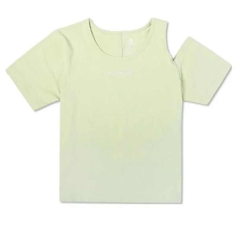 (WMNS) Converse Twisted Knits Slim Asymmetrical T-Shirt 'Green' 10023192-A03 sold by KicksCrew