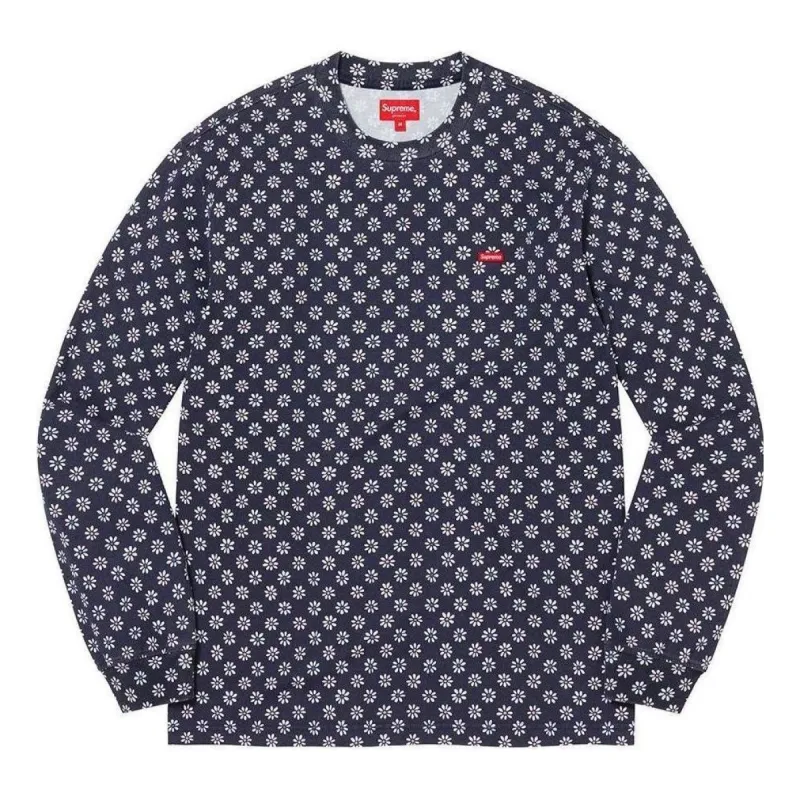 Supreme Small Box L/S Tee 'Navy White' SUP-FW22-783 sold by KicksCrew