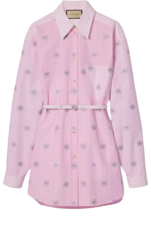 (WMNS) Gucci Striped Cotton Shirt Dress 'White Pink' 781668-Z8BRR-9368 sold by KicksCrew