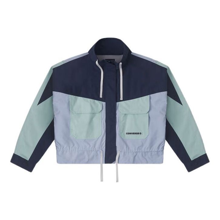 (WMNS) Converse Long Sleeve Short Fit Cargo Windproof Jacket 'Blue' 10026915-A02 sold by KicksCrew