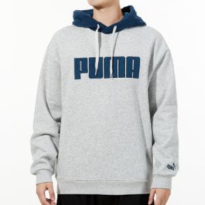 Puma Long Sleeved Pullover Hoodie 'Grey Navy' 534939-04 sold by KicksCrew