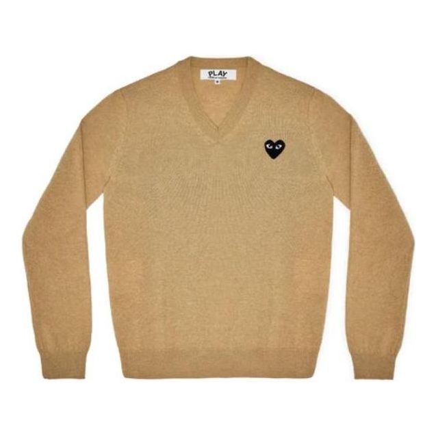 COMME des GARCONS PLAY V-Neck L/S T-shirt Black Emblem 'Beige' AZ-N018-051-3 sold by KicksCrew