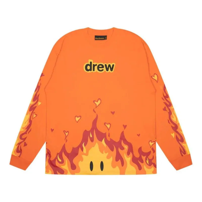 Drew House Fire Long Sleeve T-shirt 'Orange' DR-FW22-789 sold by KicksCrew