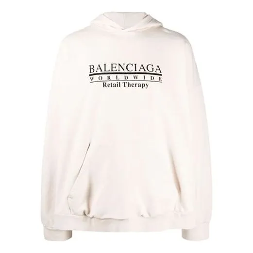 Balenciaga Worldwide Logo Popover Hoodie 'Chalky White Black' 674986TLVA99054 sold by KicksCrew