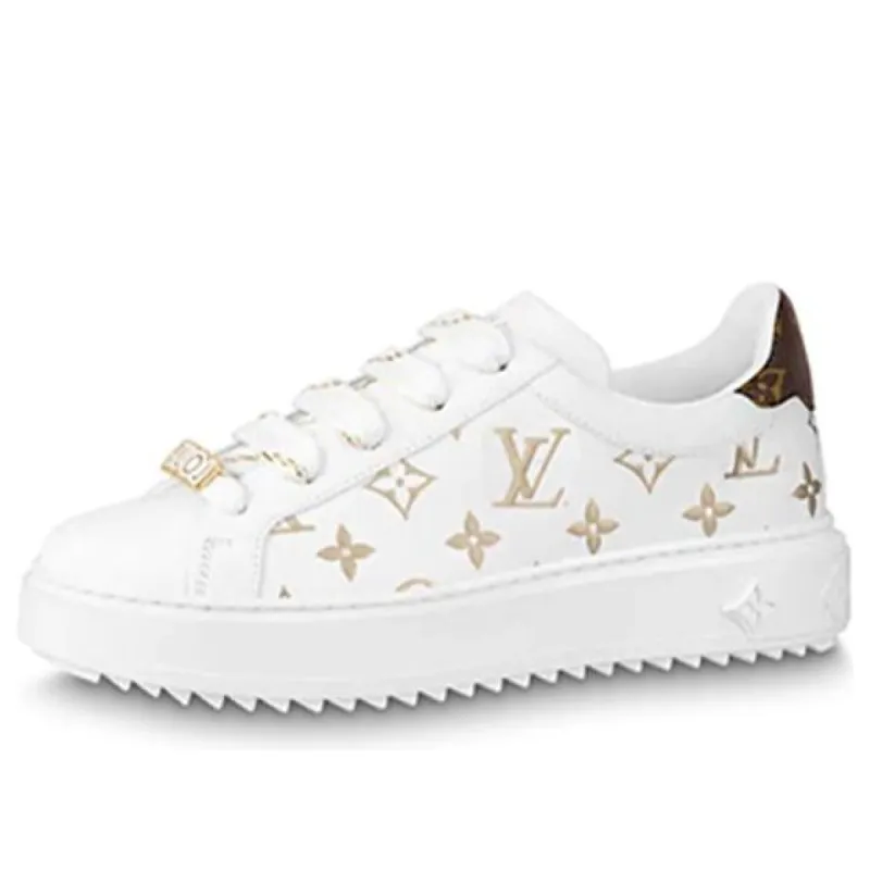 (WMNS) LOUIS VUITTON Time Out Sneakers 'White with Gold Monogram' 1A9HAV sold by KicksCrew