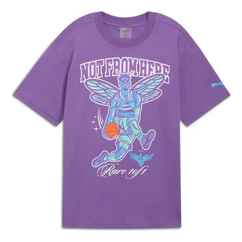 PUMA x Melo Charlotte Basketball T-shirt 'Purple' 627744-01 sold by KicksCrew