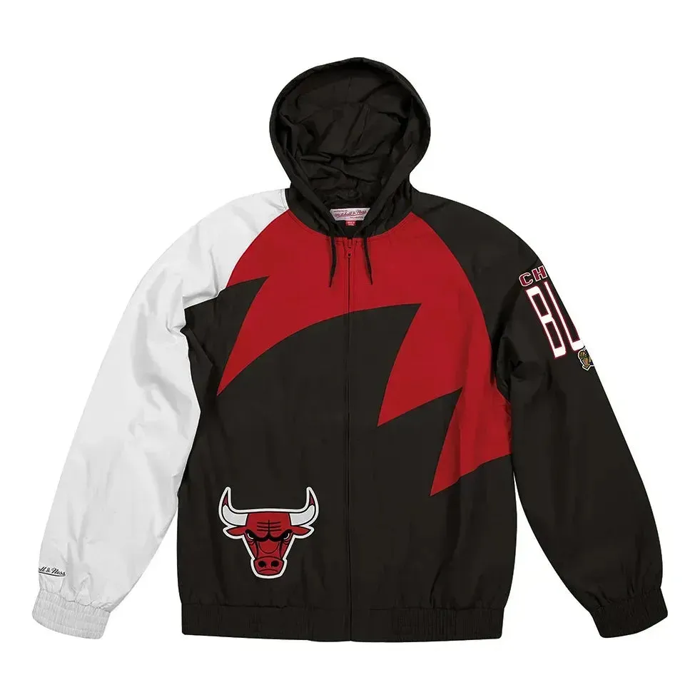 Mitchell & Ness Shark Tooth Chicago Bulls Jacket 'Black Red' BA57PH-CBU-K-FLR sold by KicksCrew