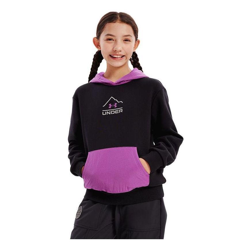 (GS) Under Armour Logo Graphic Hoodie 'Black Purple' 234203167 sold by KicksCrew
