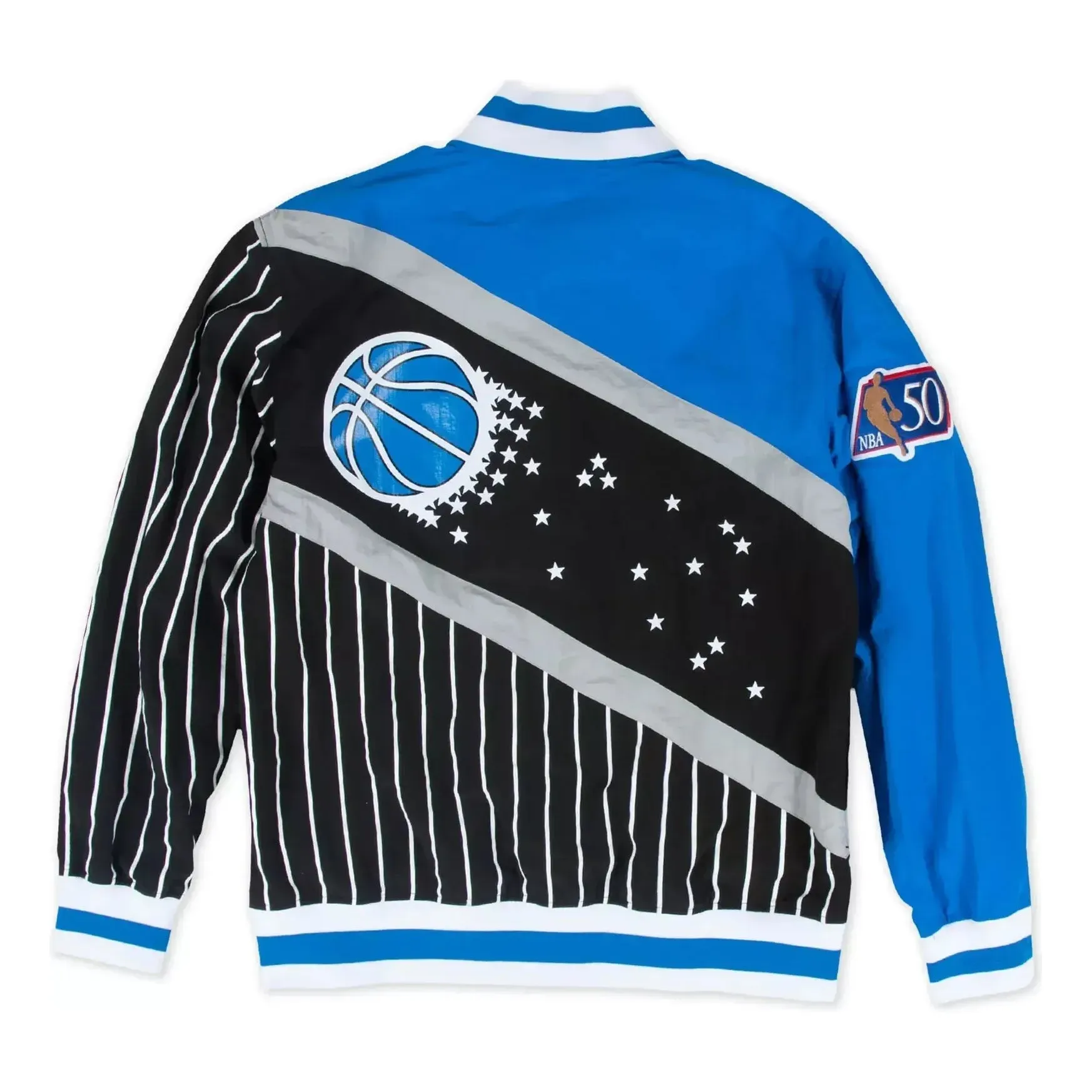 Mitchell & Ness Hardwood Classics 75th Anniversary Authentic Warmup Full-Snap Jacket 'Orlando Magic' OJBF1201-OMAYYPPPBLCK sold by KicksCrew product image thumbnail 2