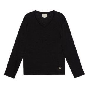 Gucci Linen V-Neck T-Shirt With Double G 'Black' 645270-XJC6N-1043 sold by KicksCrew