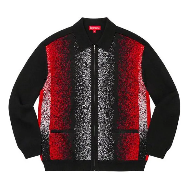 Supreme Gradient Stripe Zip Up Cardigan 'Black Red' SUP-SS22-123 sold by KicksCrew