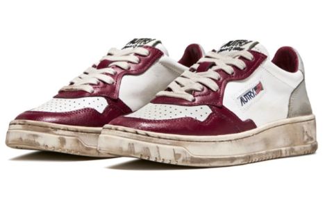 (WMNS) Autry Medalist Low Super Vintage Sneakers 'White Grey Burgundy' AVLW-SV13 sold by KicksCrew