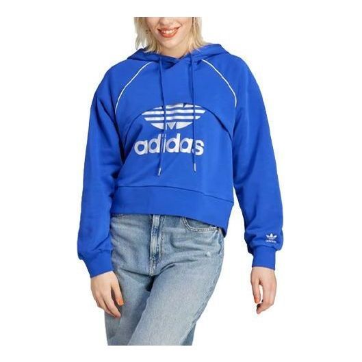 (WMNS) adidas Big Logo Hoodie 'Blue' IK0487 sold by KicksCrew