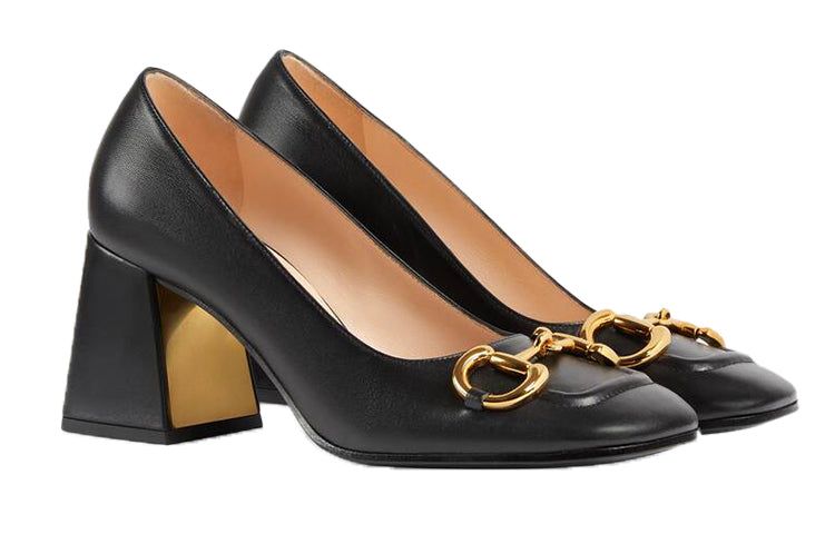 (WMNS) GUCCI Mid-heel Pump with Horsebit 'Black Leather' 643886-C9D00-1000 sold by KicksCrew product image thumbnail 2