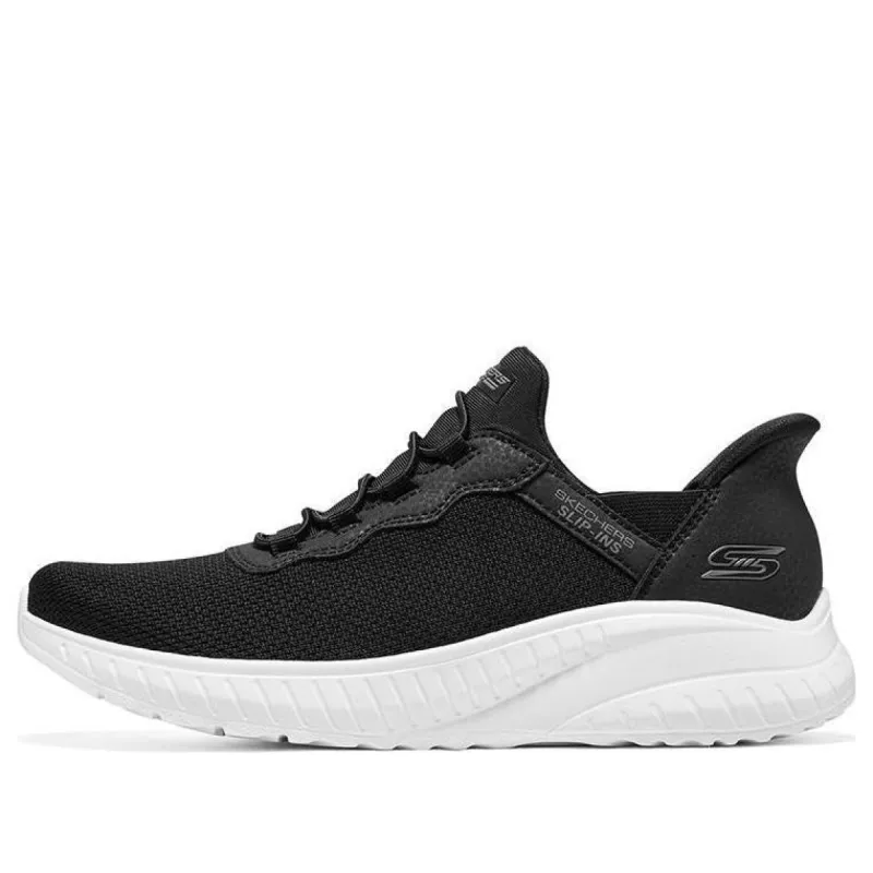 (WMNS) Skechers Slip-ins Bobs Sport Squad Chaos 'Black White' 117500-BLK sold by KicksCrew