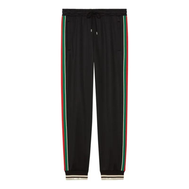 Gucci Tapered Webbing-Trimmed Stretch-Jersey Sweatpants 'Black' 698426-XJEES-1152 sold by KicksCrew
