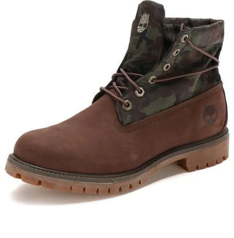 Timberland Roll Top Mid-Top Boots 'Brown Green Camouflage Print' A1UCN243 sold by KicksCrew