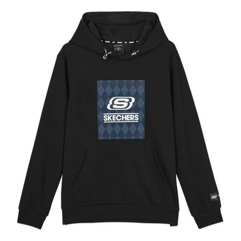 Skechers Logo Graphic Hoodie 'Black Blue' L121M084 sold by KicksCrew