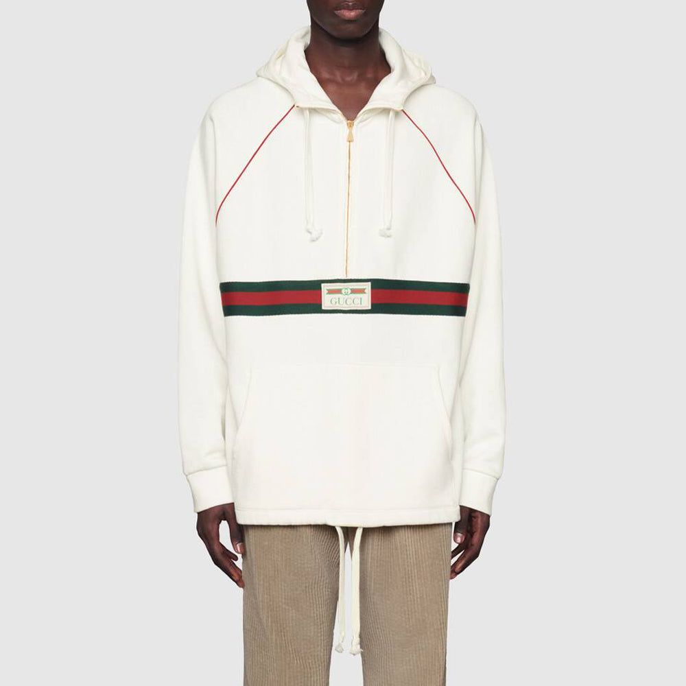 Gucci Hooded Sweatshirt With Web & Gucci Label 'Ivory' 645320-XJDAK-9146 sold by KicksCrew product image thumbnail 2