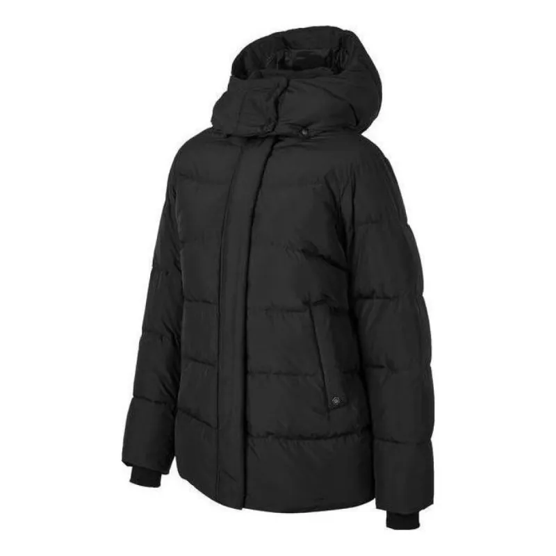 (WMNS) Skechers Warm Mid-Length Hooded Down Jacket 'Black' P423W023-0018 sold by KicksCrew