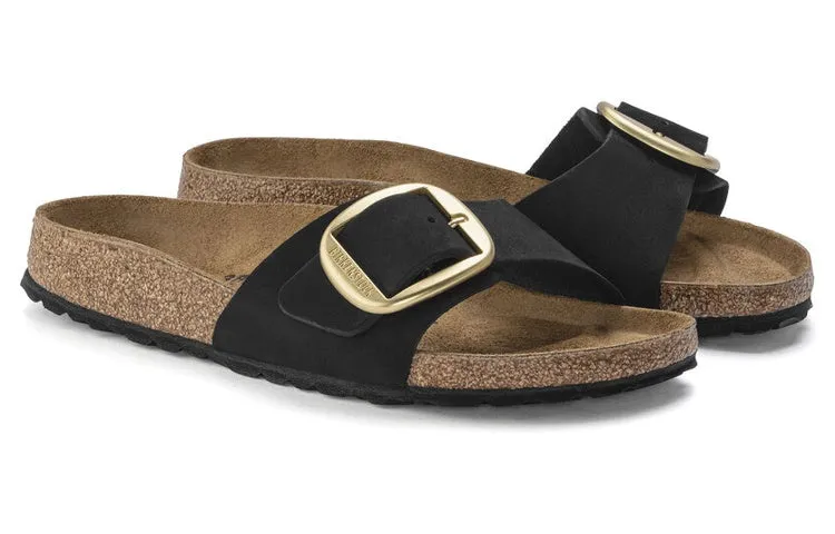 Birkenstock Madrid Big Buckle Nubuck Leather Narrow Fit Sandals 'Black' 1023373 sold by KicksCrew product image thumbnail 2