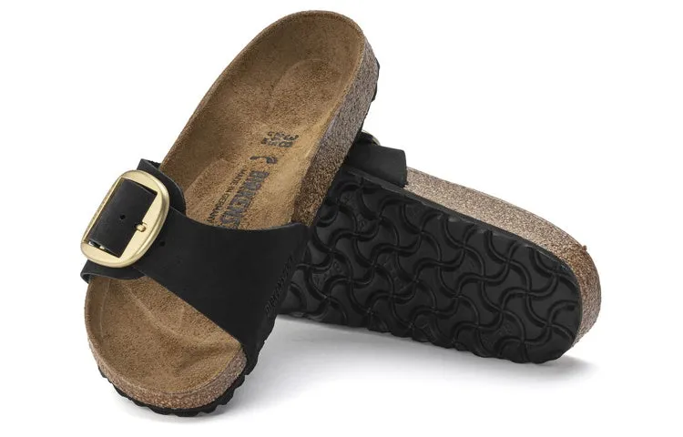 Birkenstock Madrid Big Buckle Nubuck Leather Narrow Fit Sandals 'Black' 1023373 sold by KicksCrew product image thumbnail 3