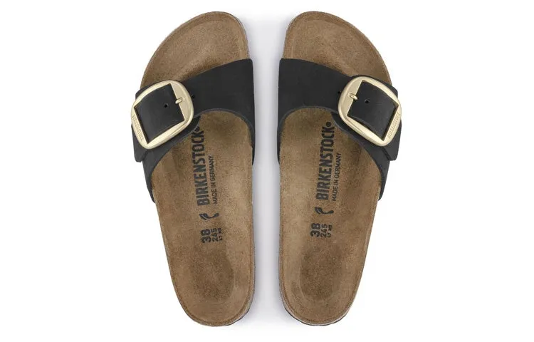 Birkenstock Madrid Big Buckle Nubuck Leather Narrow Fit Sandals 'Black' 1023373 sold by KicksCrew product image thumbnail 4