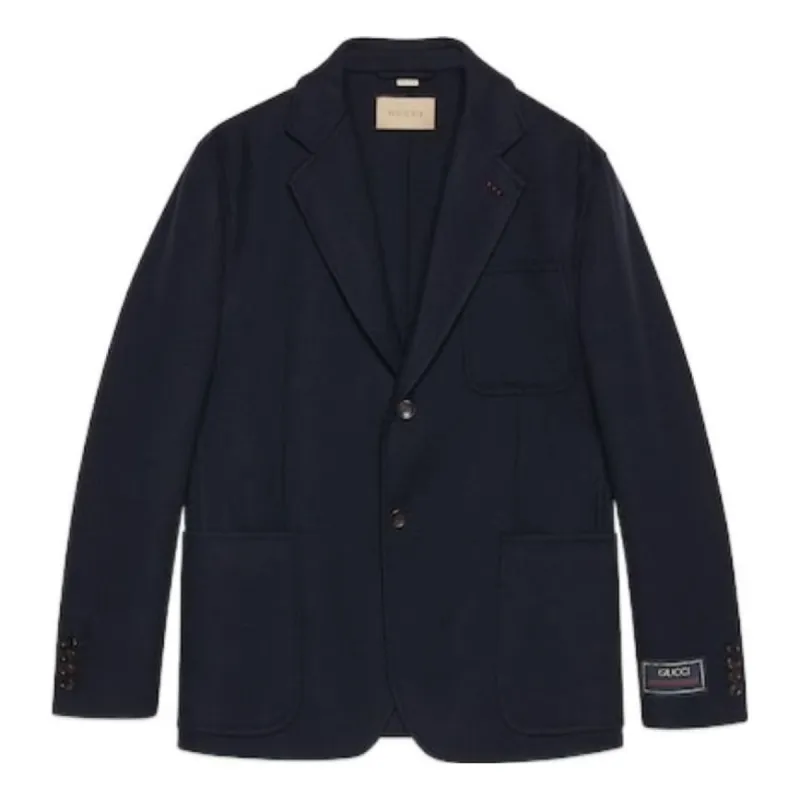 Gucci Lightweight Wool Jacket With Web Label 'Dark Blue' 770082-ZAKE3-4440 sold by KicksCrew