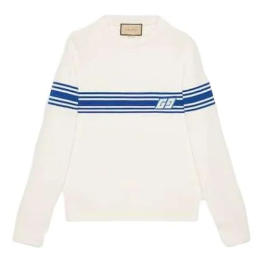 Gucci Knit Wool Sweater With Square GG 'Ivory Blue' 763398-XKDO1-9174 sold by KicksCrew
