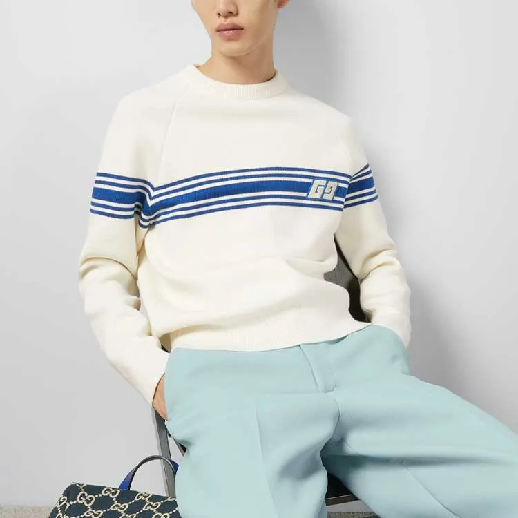 Gucci Knit Wool Sweater With Square GG 'Ivory Blue' 763398-XKDO1-9174 sold by KicksCrew product image thumbnail 3
