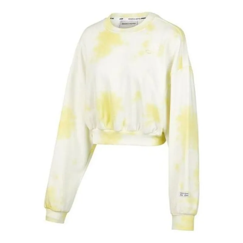 (WMNS) Skechers x XUZHI Short Long Sleeve Crew Sweater 'Yellow White Grey' P421W072 sold by KicksCrew
