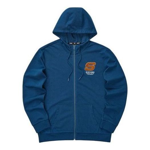Skechers Colorful Casual Series Letter Zip-up Hooded Jacket 'Blue Orange' L321U142-00H1 sold by KicksCrew