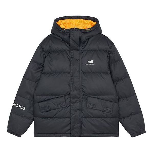 New Balance Logo Print Down Jacket 'Black Orange' AMJ13334-BK sold by KicksCrew