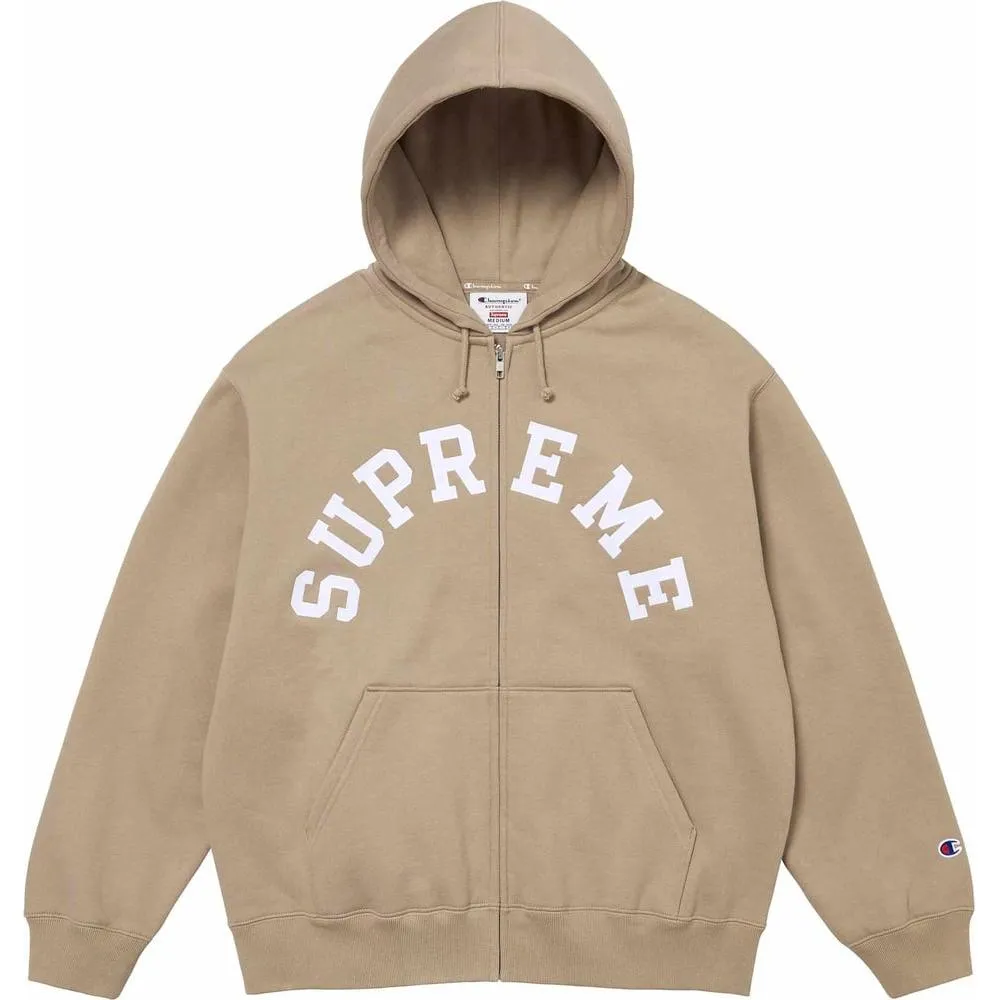 Supreme x Champion Zip Up Hooded Sweatshirt 'Beige White' SUP-SS24-195 sold by KicksCrew