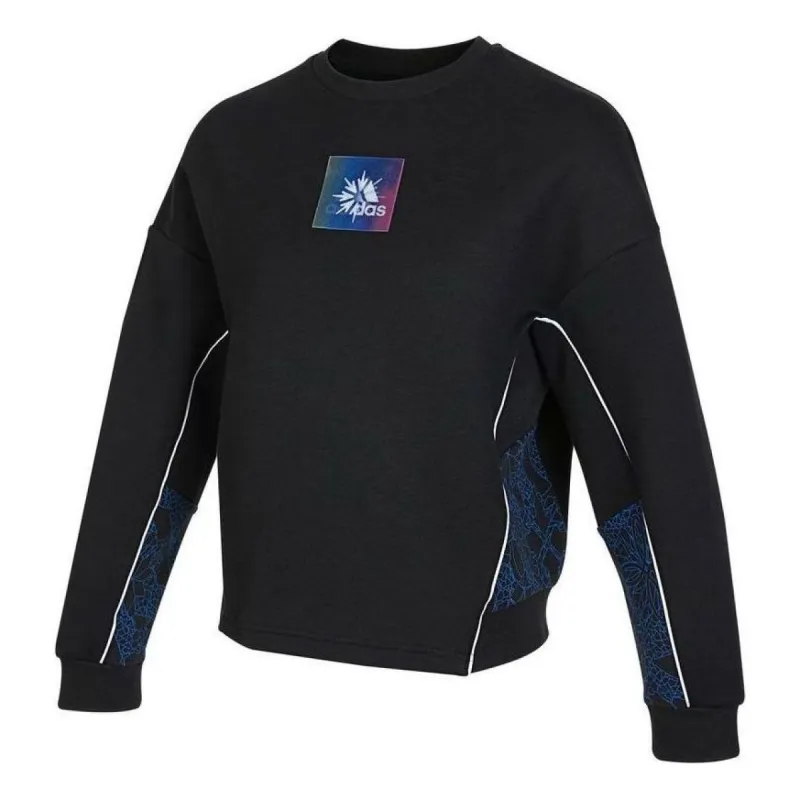 (WMNS) adidas Crew Sweatshirt 'Black Blue' HE2917 sold by KicksCrew