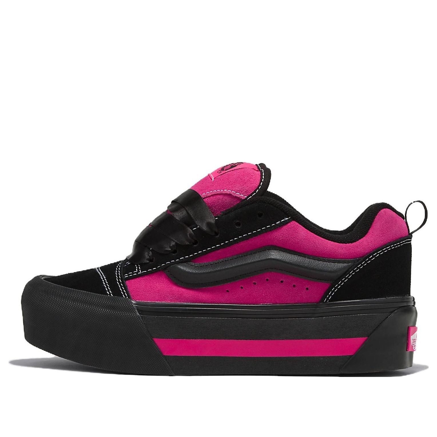 Hot pink and black vans best sale