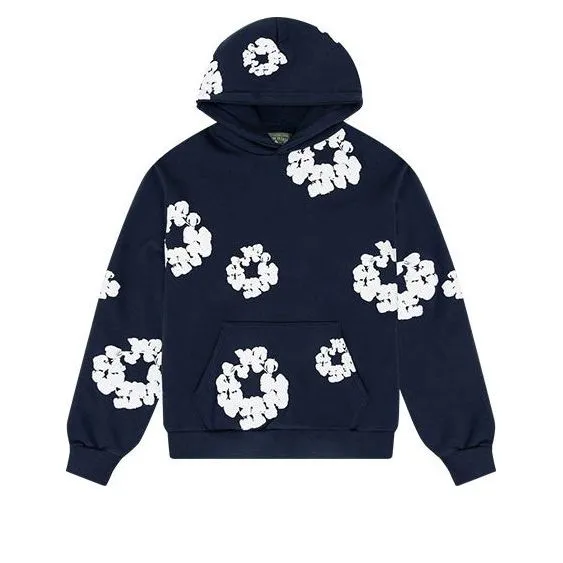 Denim Tears Cotton Wreath Logo Hoodie 'Navy White' 301-080-30 sold by KicksCrew