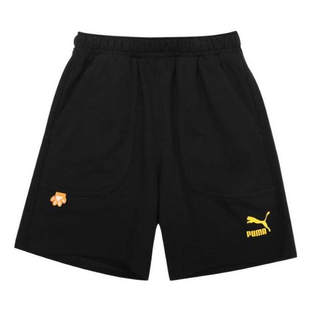 (GS) Puma Logo Sweatshorts 'Black' 537954-01 sold by KicksCrew