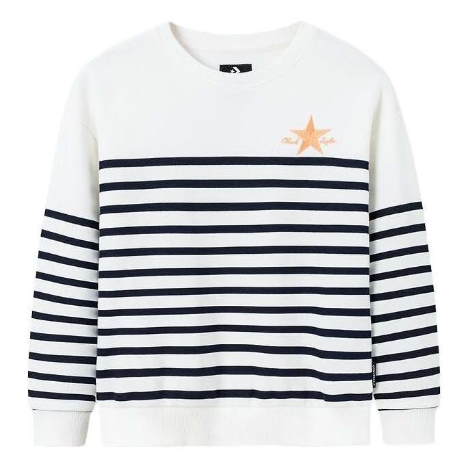 (GS) Converse Casual Stripe Crew Sweater 'White Black' CV2342018GS-001 sold by KicksCrew