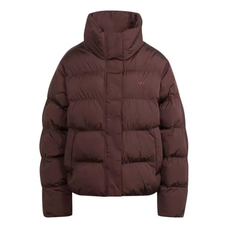 (WMNS) adidas Short Vegan Puffer Jacket 'Brown' IJ8235 sold by KicksCrew
